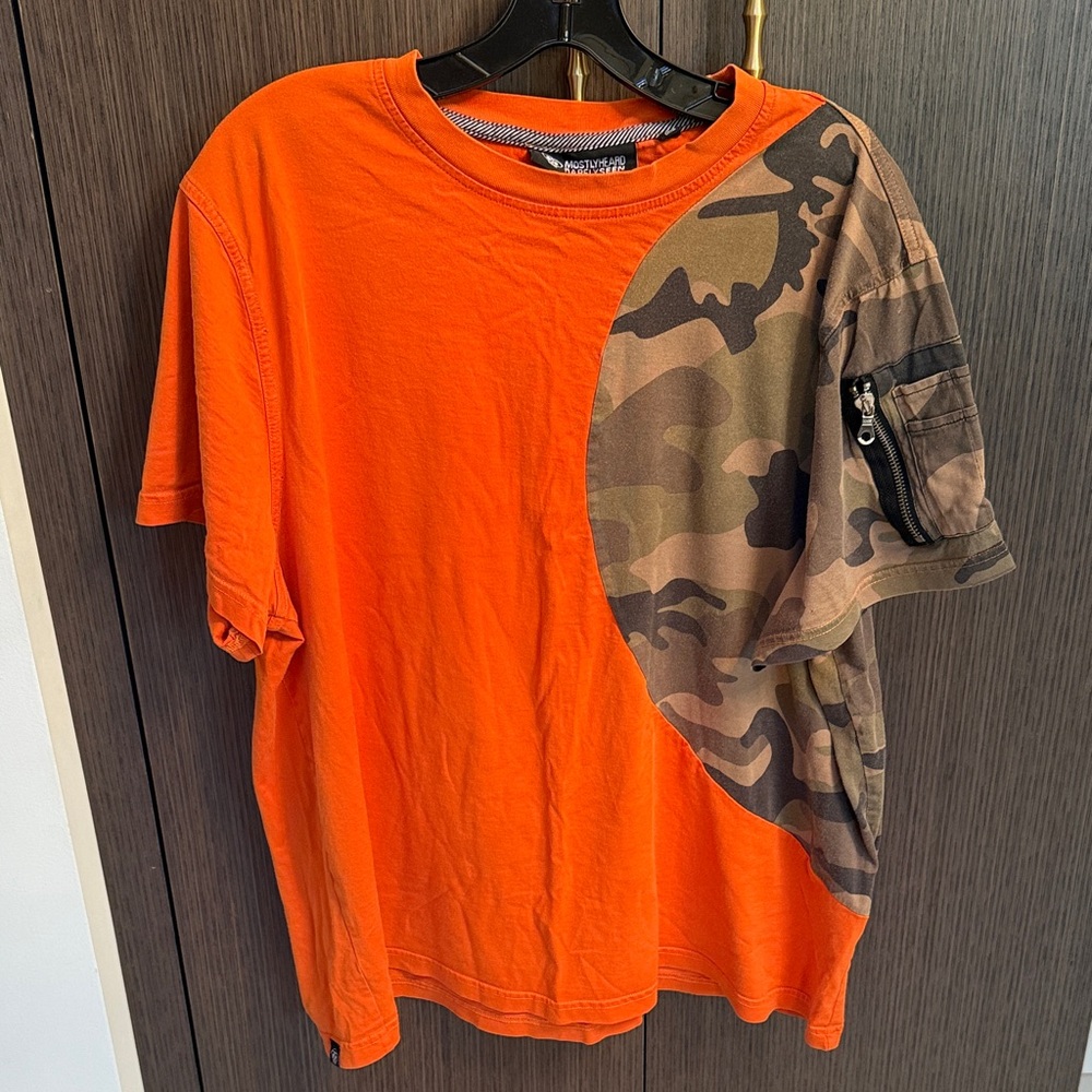 Mostly Heard Rarely Seen Orange and Camouflage Short Sleeve Tee